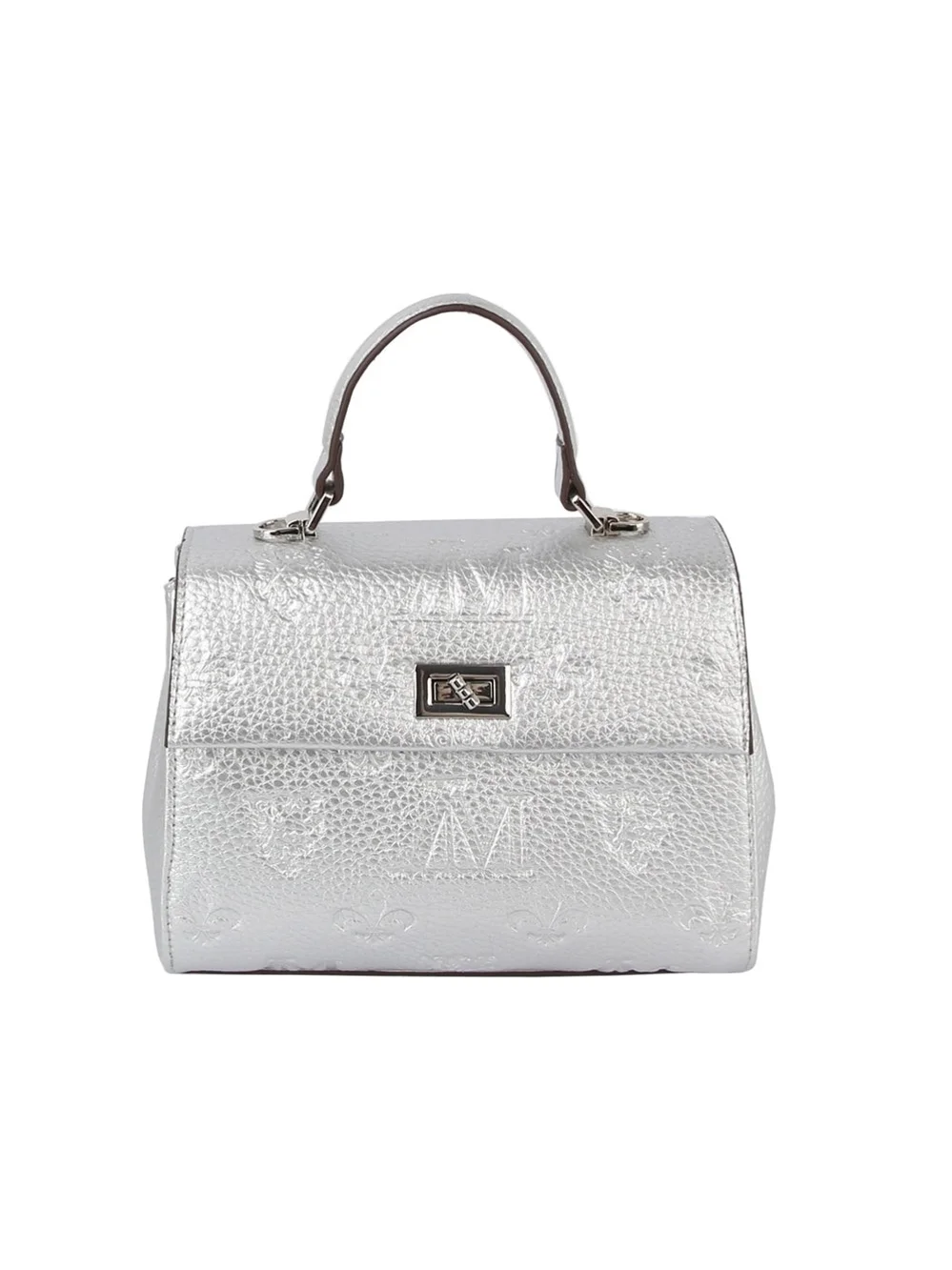 Silver Top-Handle Women’s Bag - Metallic Finish